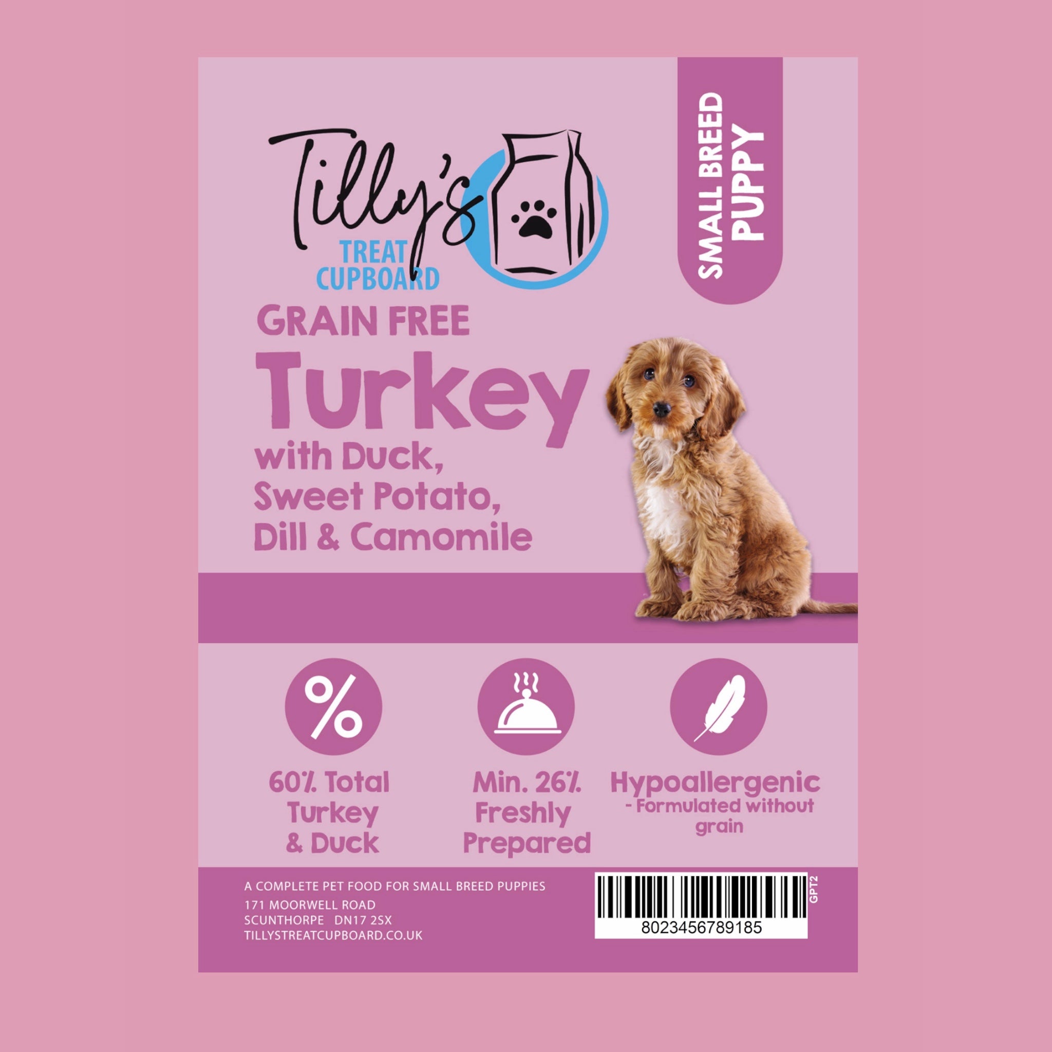 Tilly's Brown Bag SMALL BREED PUPPY Turkey with Duck, Sweet Potato and Camomile