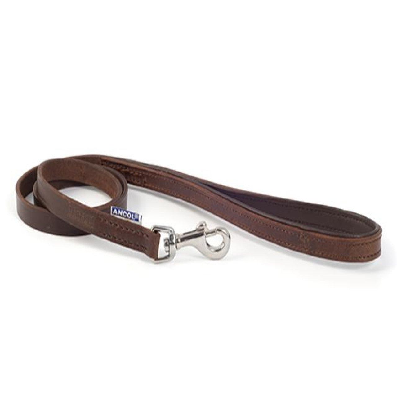Ancol Vintage Leather Padded Lead Chestnut 1m x 12mm