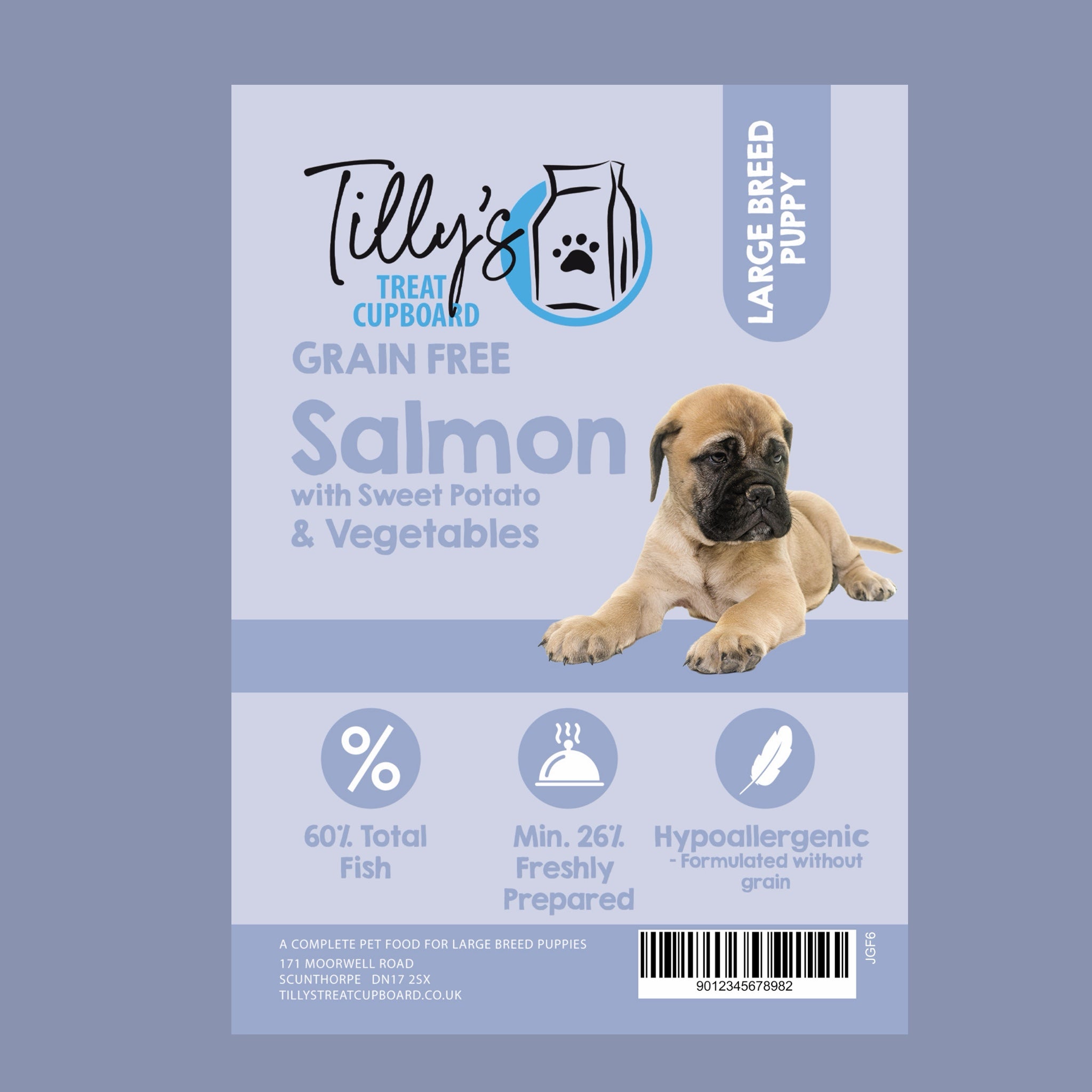 Tilly's Brown Bag LARGE BREED PUPPY Salmon with Sweet Potato & Veg