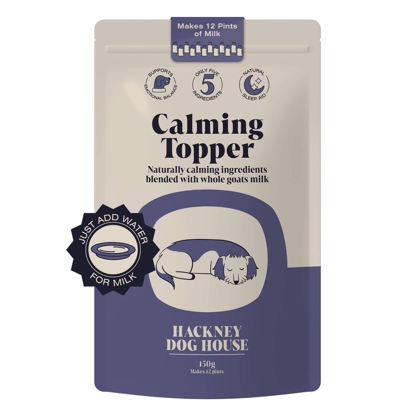 Hackney Dog House Calming Goats Milk Powder for Dogs - Makes Twelve Pints