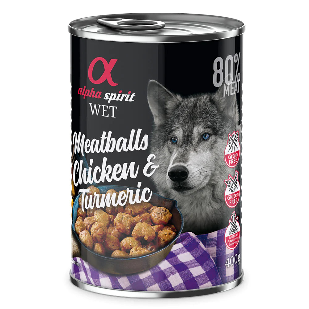 Alpha Spirit Chicken with Turmeric Canned Meatballs for Dogs 400g