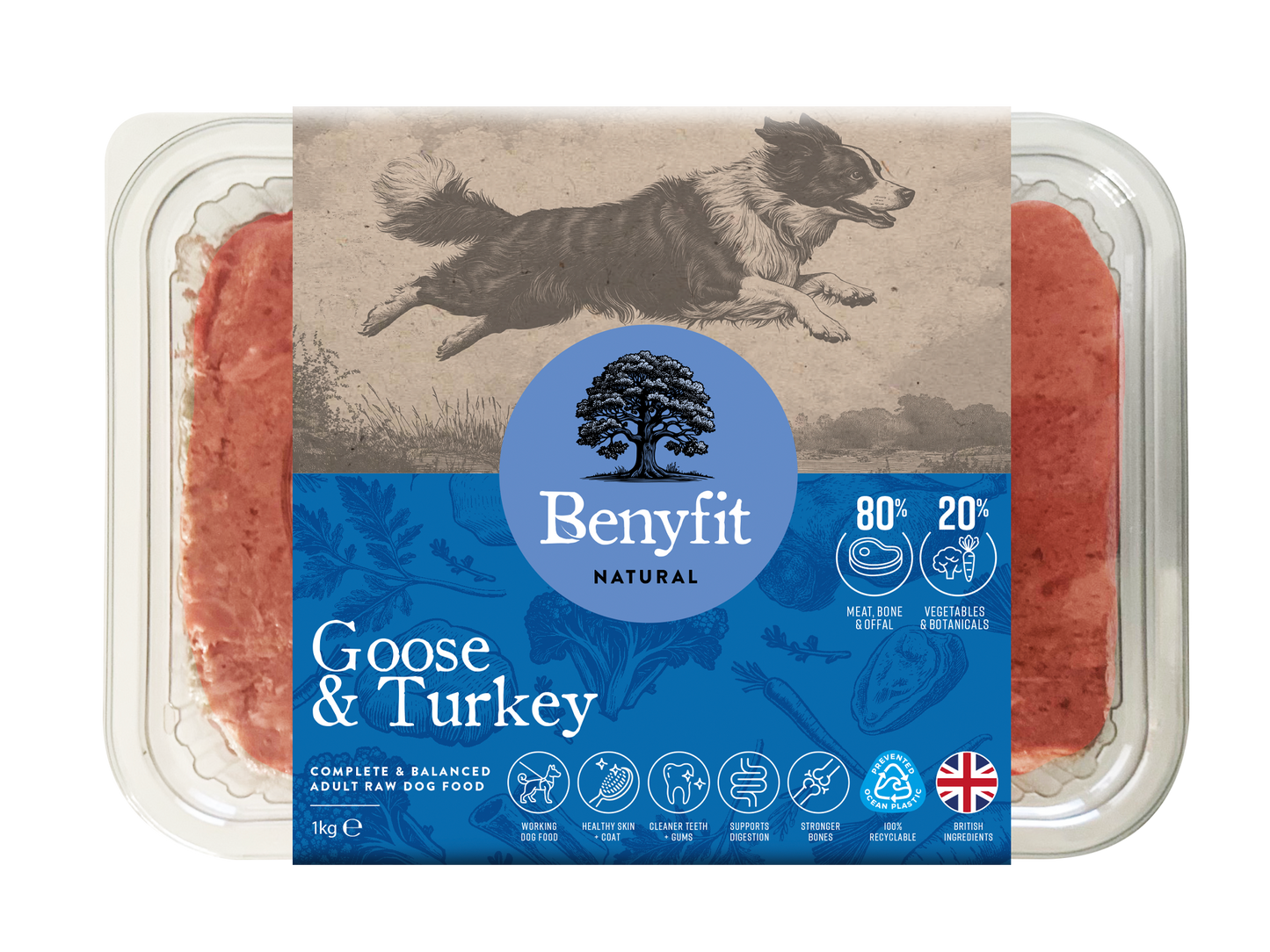 Benyfit Natural Goose & Turkey Complete Adult Raw Working Dog Food