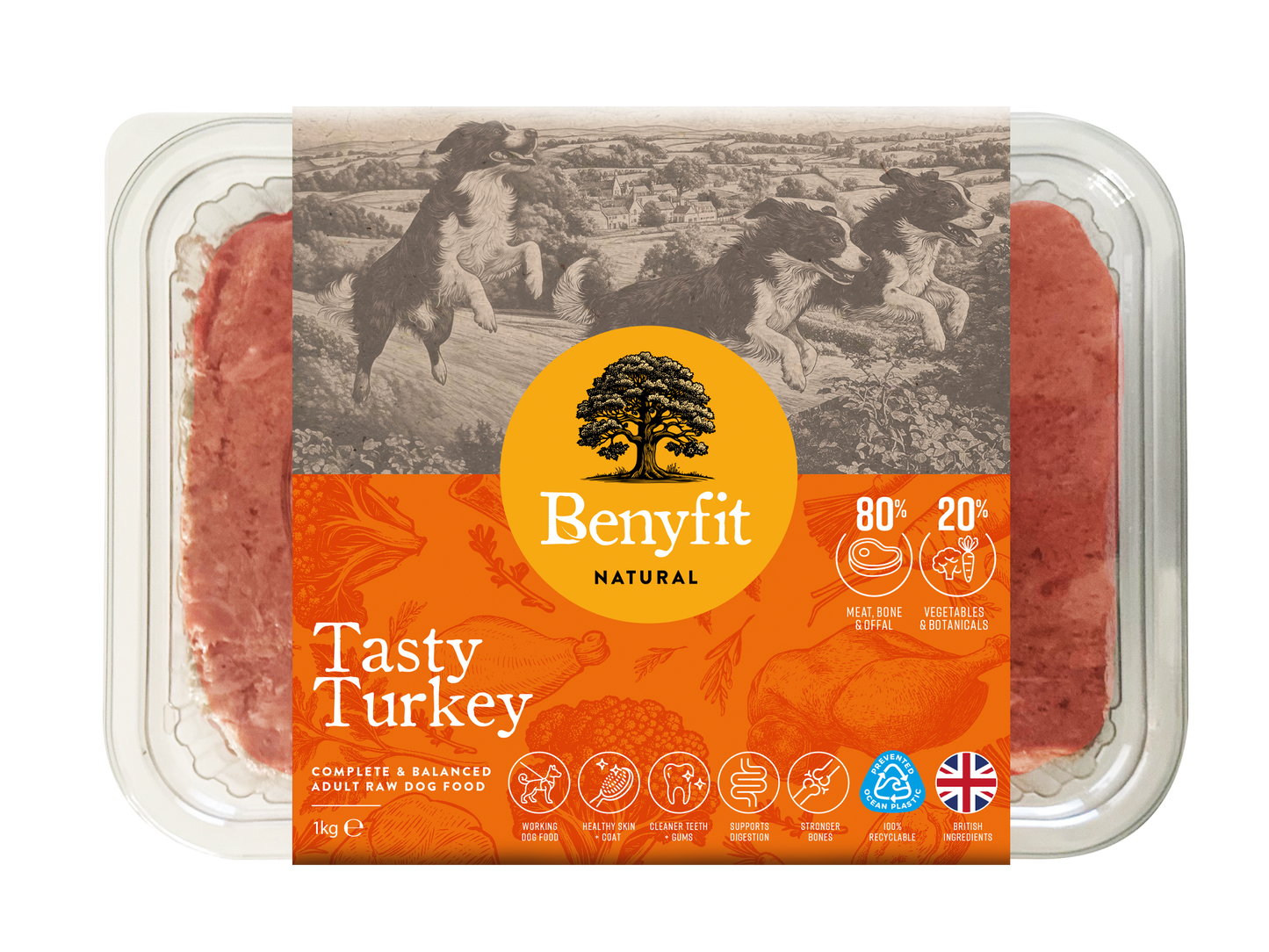 Benyfit Natural Tasty Turkey Complete Adult Raw Working Dog Food