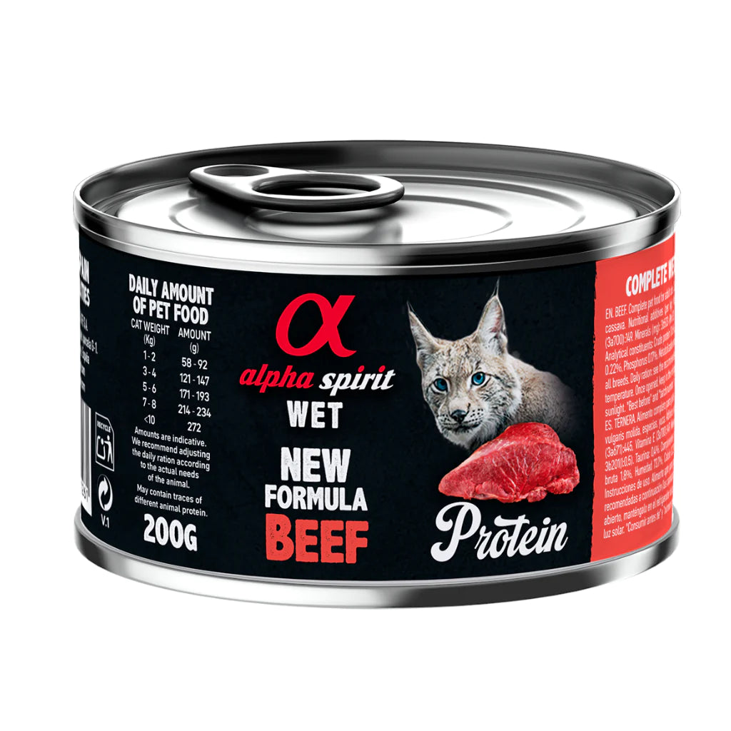 Alpha Spirit Beef Complete Wet Food Can for Cats 200g