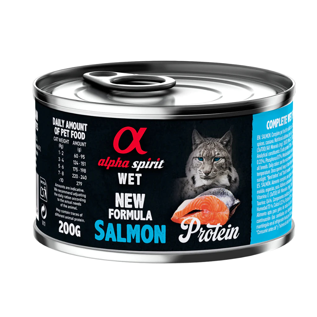 Alpha Spirit Salmon Complete Wet Food Can for Cats 200g