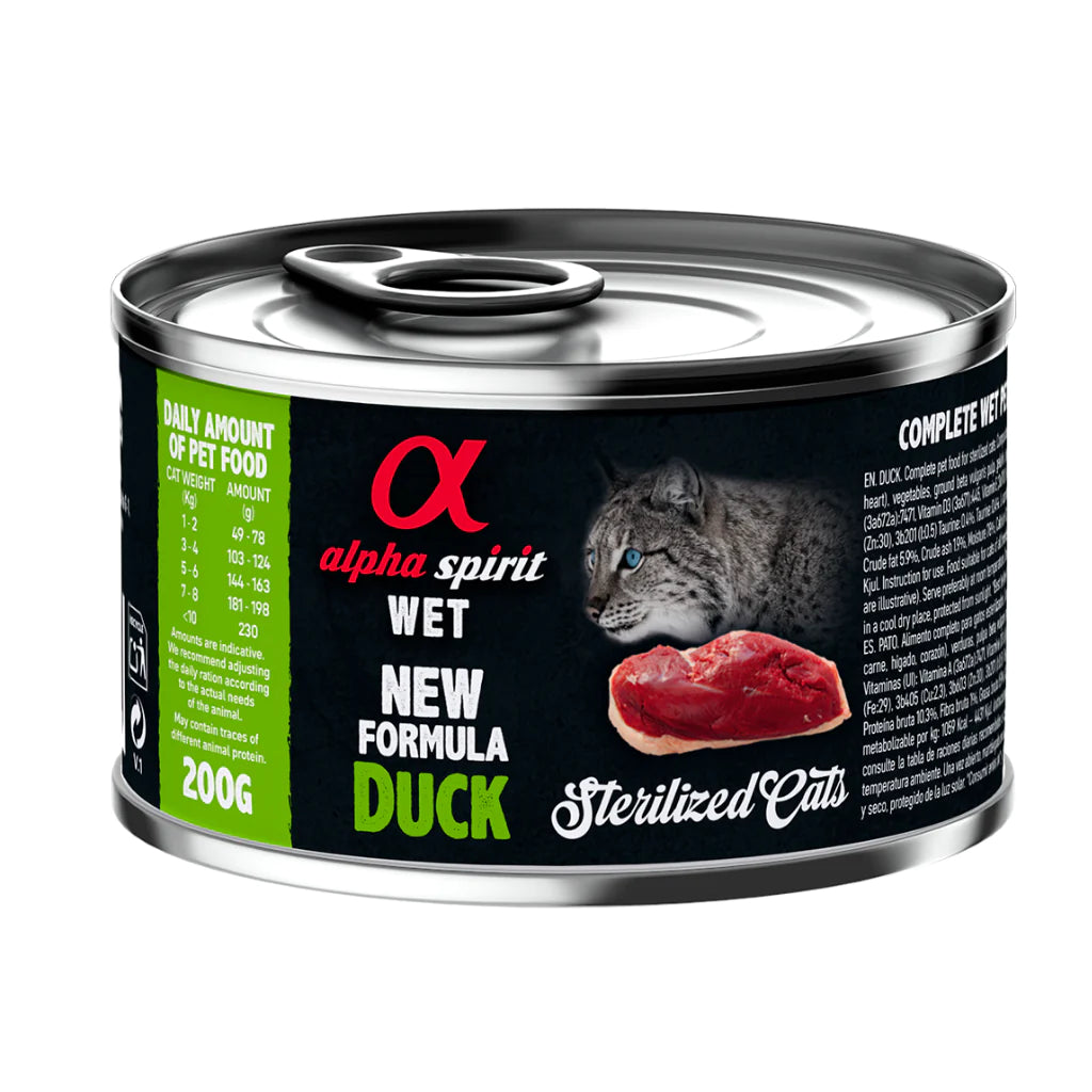 Alpha Spirit Duck Complete Wet Food Can for Sterilised Cats (200g)