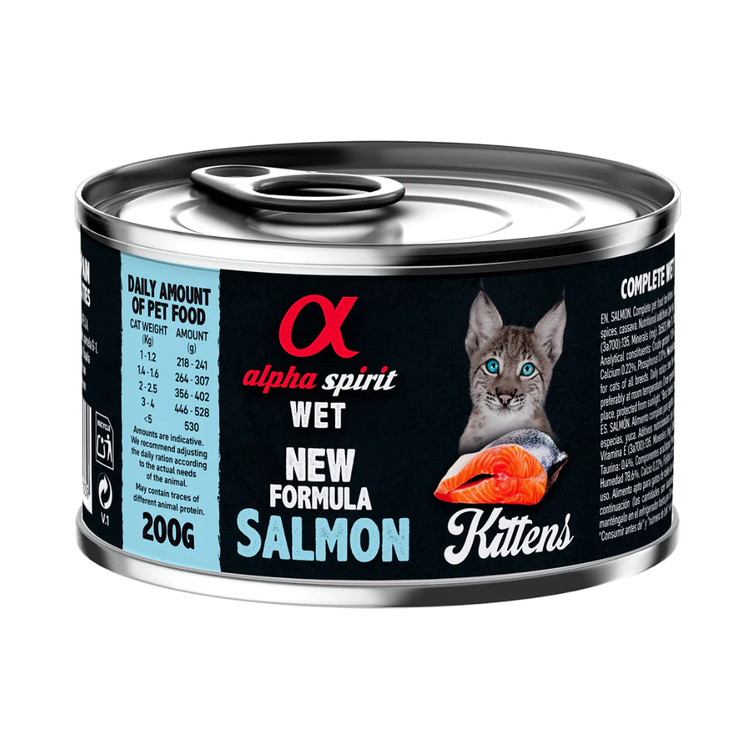 Alpha Spirit Salmon Complete Wet Food Can for Kittens 200g