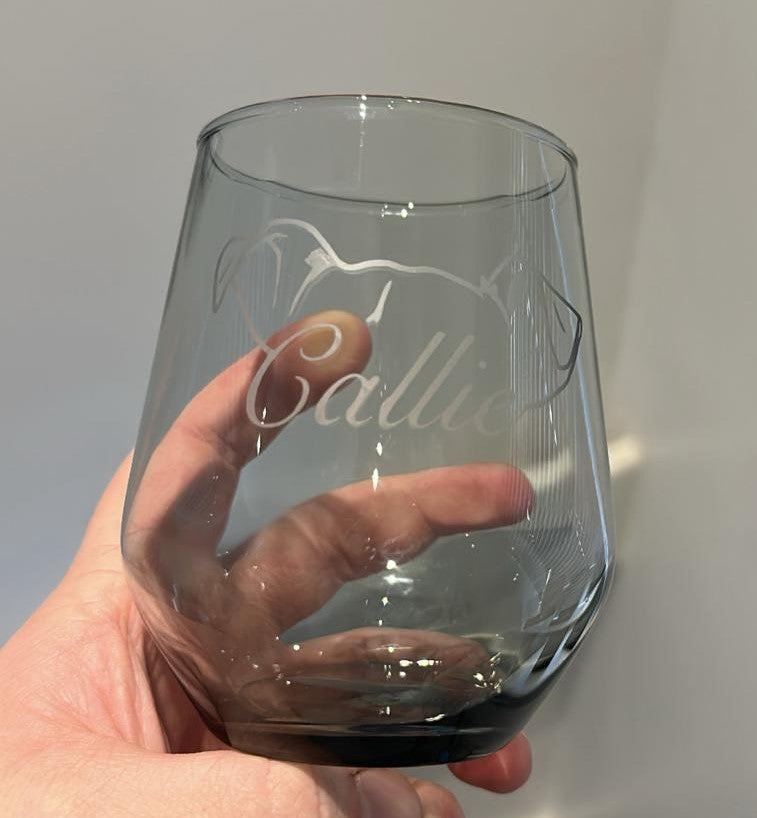 Personalised Engraved Dog Ear Glass Tumbler