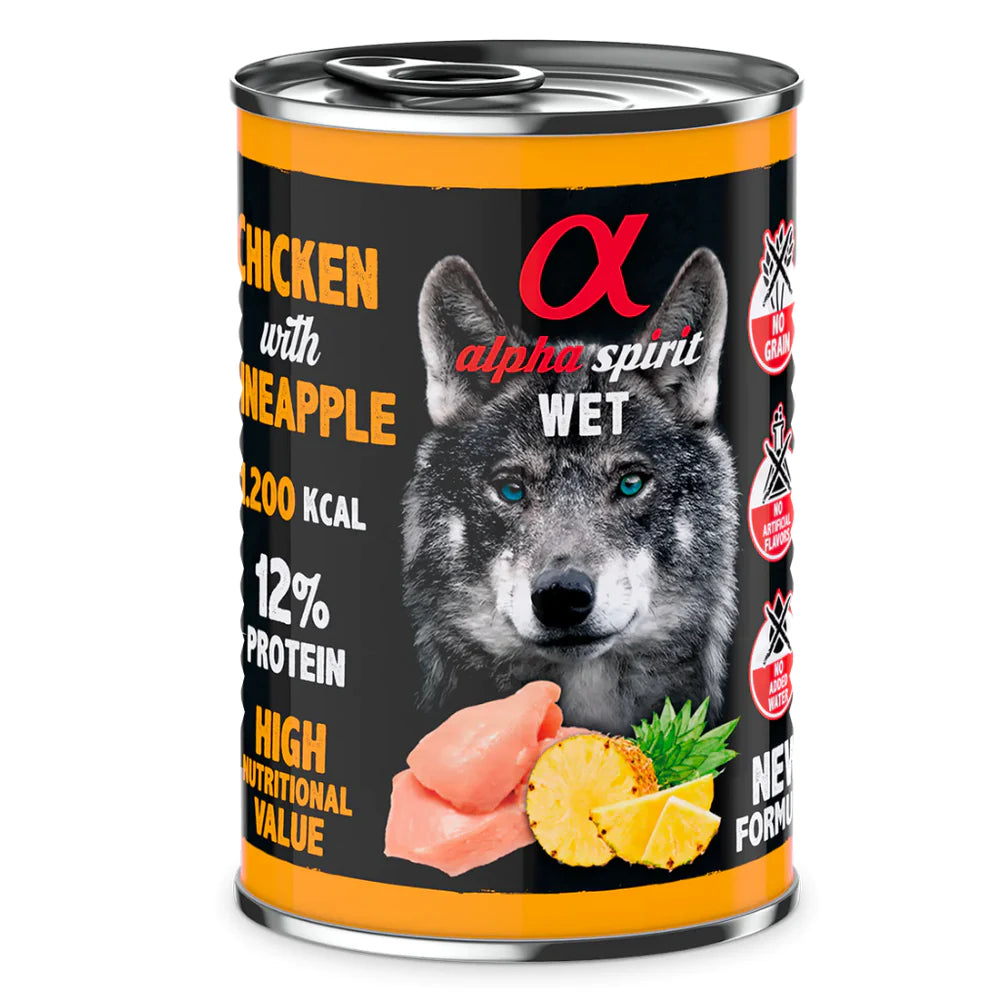 Alpha Spirit Chicken with Pineapple Complete Wet Canned Dog Food 400g
