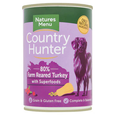 Natures Menu Country Hunter 80% Farm Reared Turkey with Superfoods Wet Dog Food 400g
