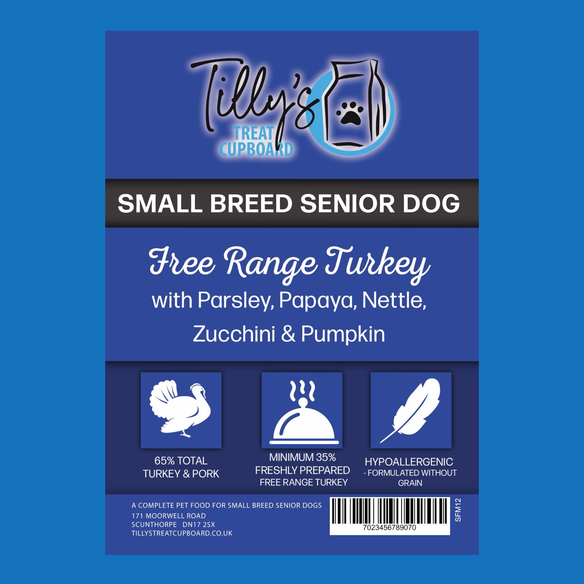 Tilly's Black Bag SENIOR SMALL BREED Free Range Turkey with Parsley, Papaya, Nettle, Zucchini & Pumpkin
