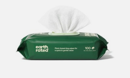 Earth Rated Pet Grooming 100 Dog Wipes Unscented