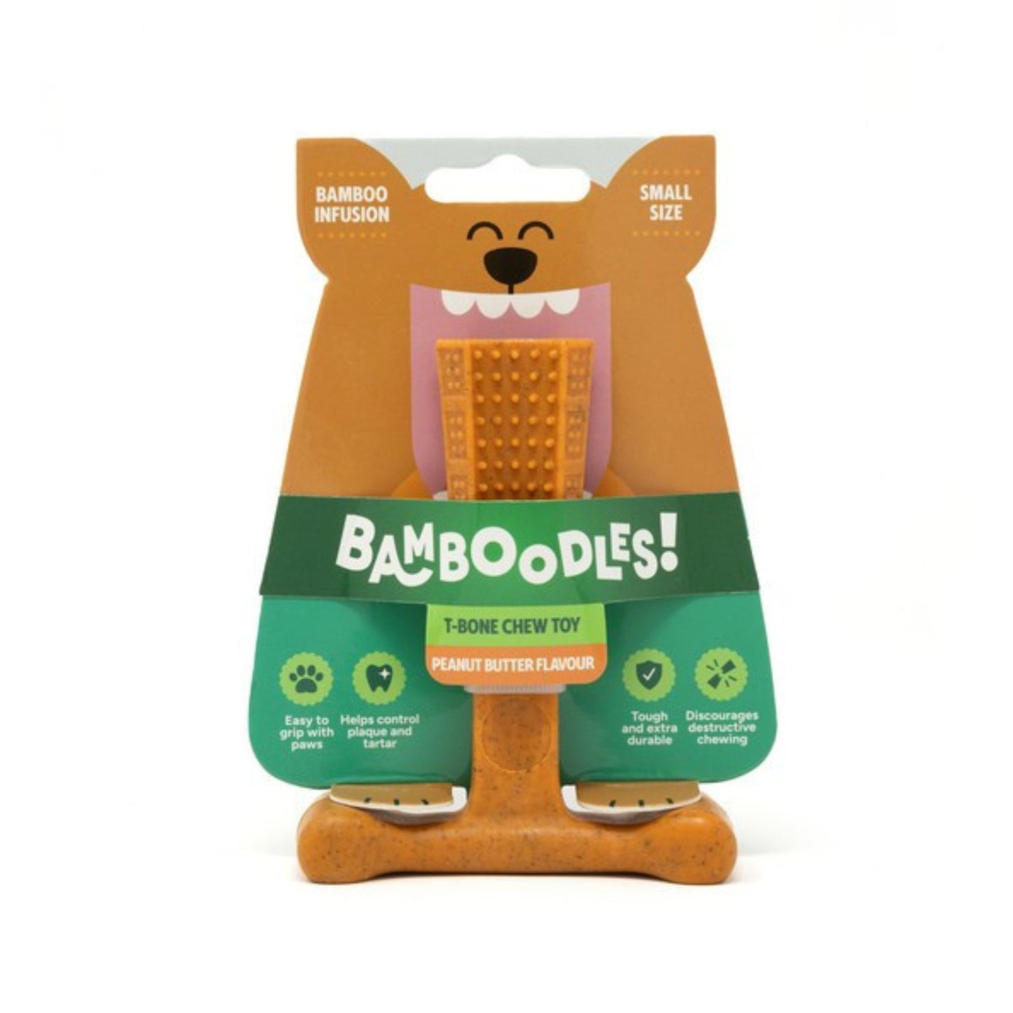 Bamboodles T Bone Chew Toy for Dogs Peanut Butter Flavour