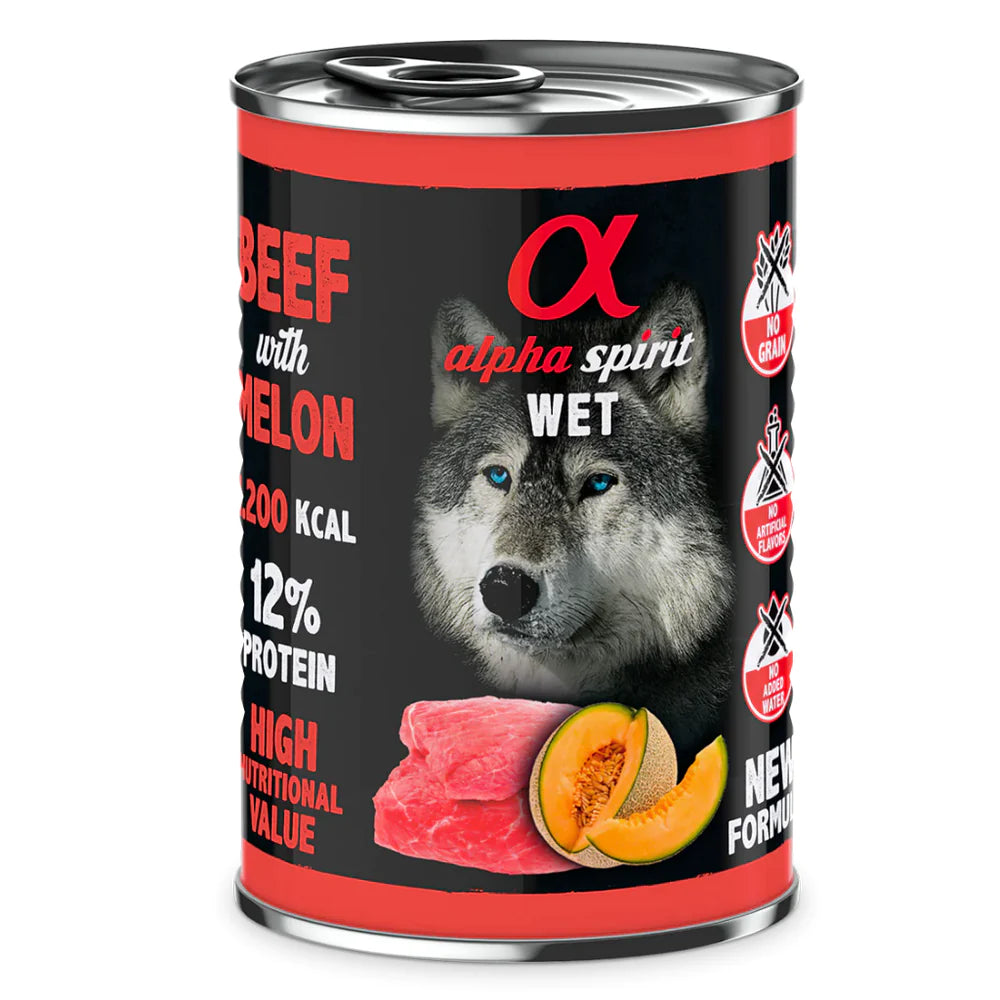Alpha Spirit Beef with Melon Complete Wet Canned Dog Food 400g