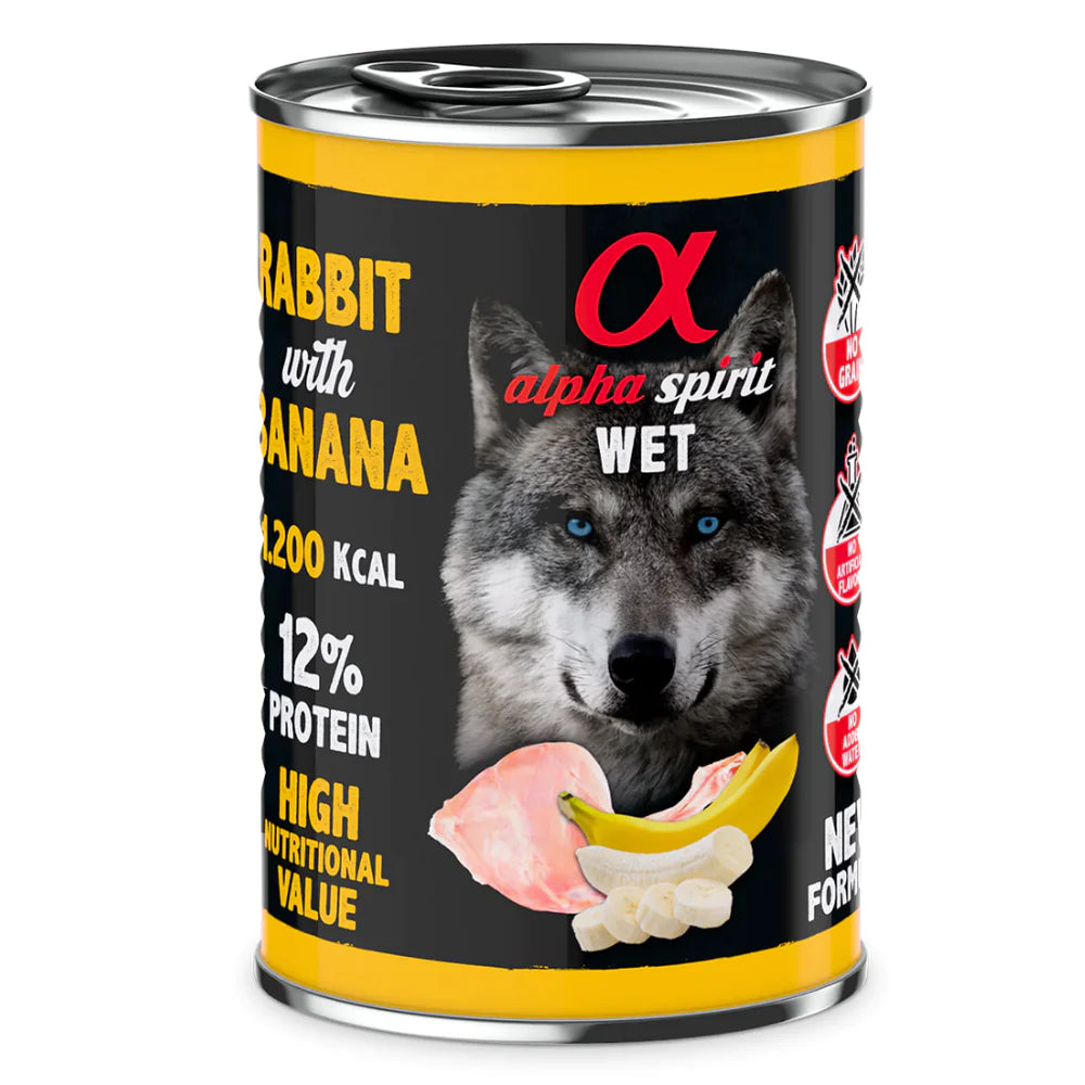 Alpha Spirit Rabbit with Banana Complete Wet Canned Dog Food 400g