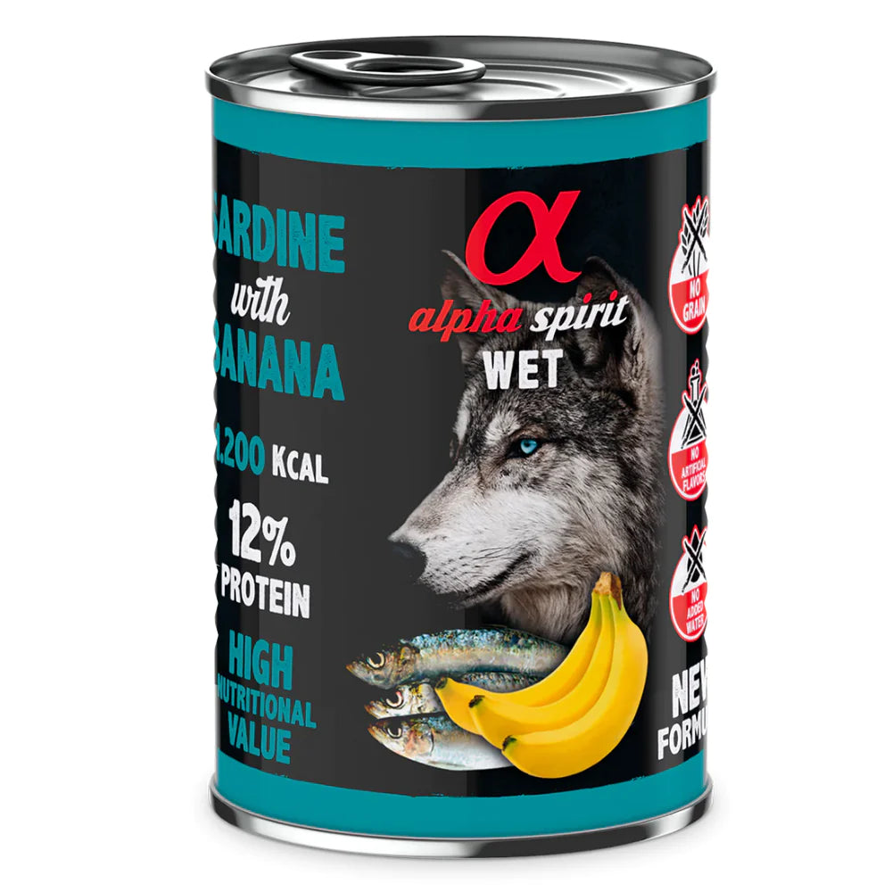 Alpha Spirit Sardine with Banana Complete Wet Canned Dog Food 400g