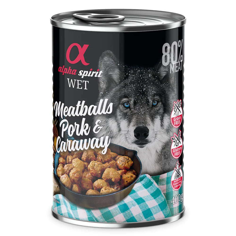 Alpha Spirit Pork with Caraway Canned Meatballs for Dogs