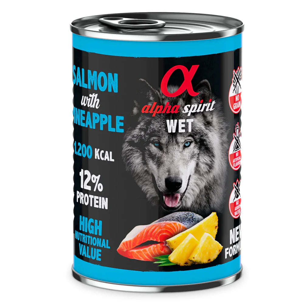 Alpha Spirit Salmon with Pineapple Complete Wet Canned Dog Food 400g