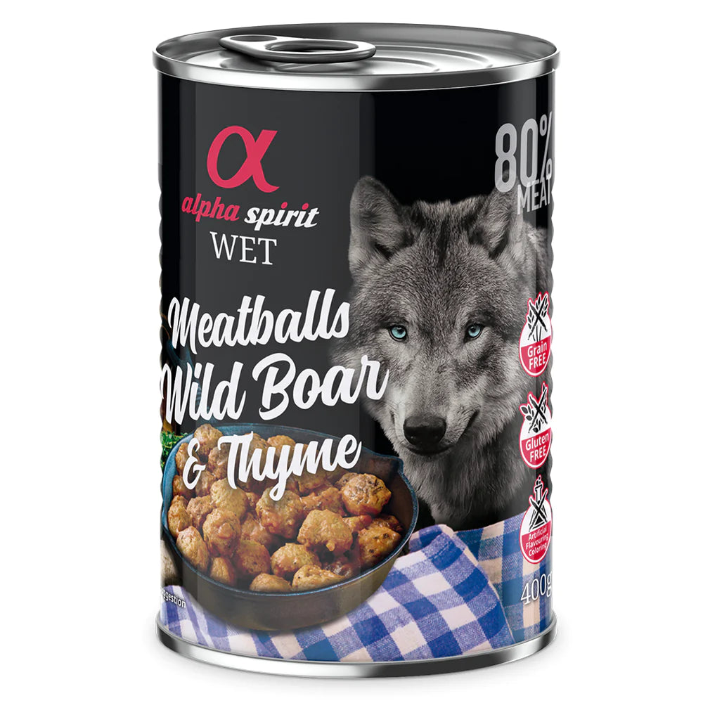 Alpha Spirit Wild Boar with Thyme Canned Meatballs for Dogs 400g