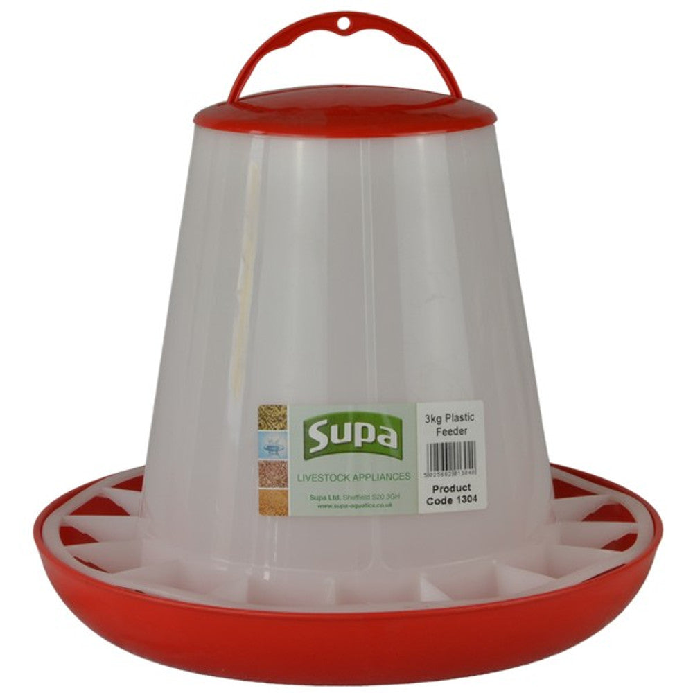 Supa Red and White Plastic Poultry Feeder 3kg