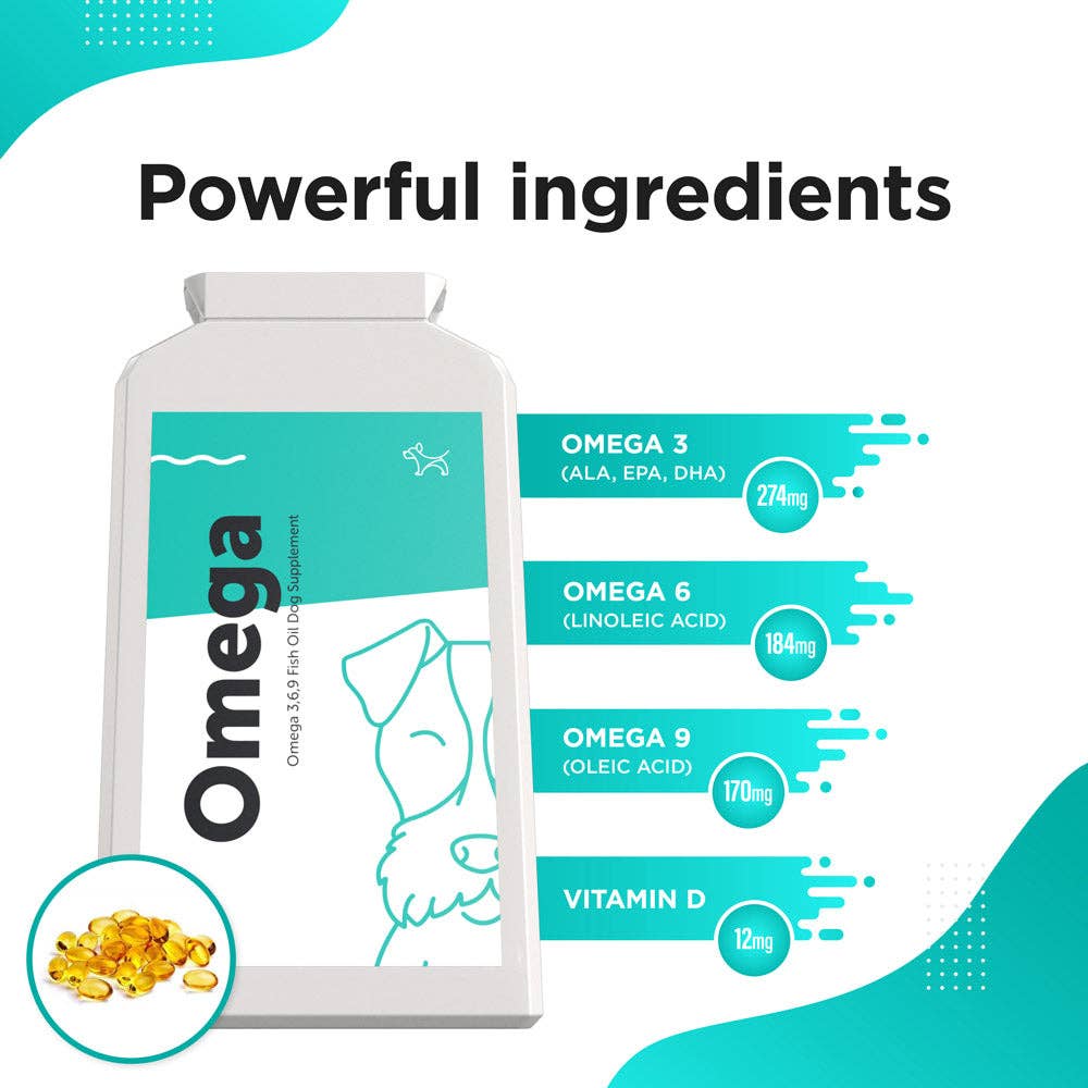 Dog’s Lounge Omega – Omega 3, 6, 9 Fish Oil Complex for Dogs and Puppies