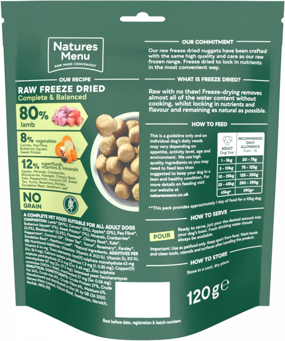 Natures Menu Complete Freeze Dried Food 80/20 Lamb