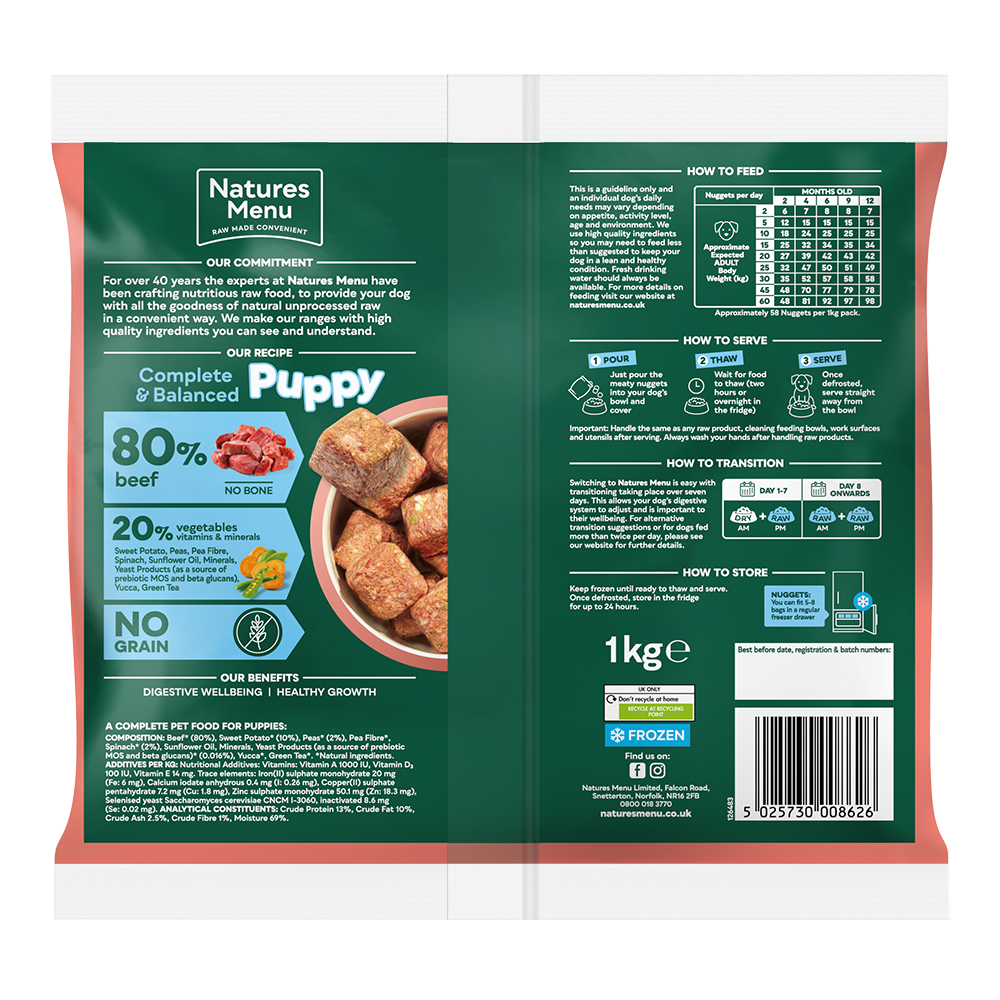 Natures Menu Country Hunter Puppy Nuggets Beef 1kg