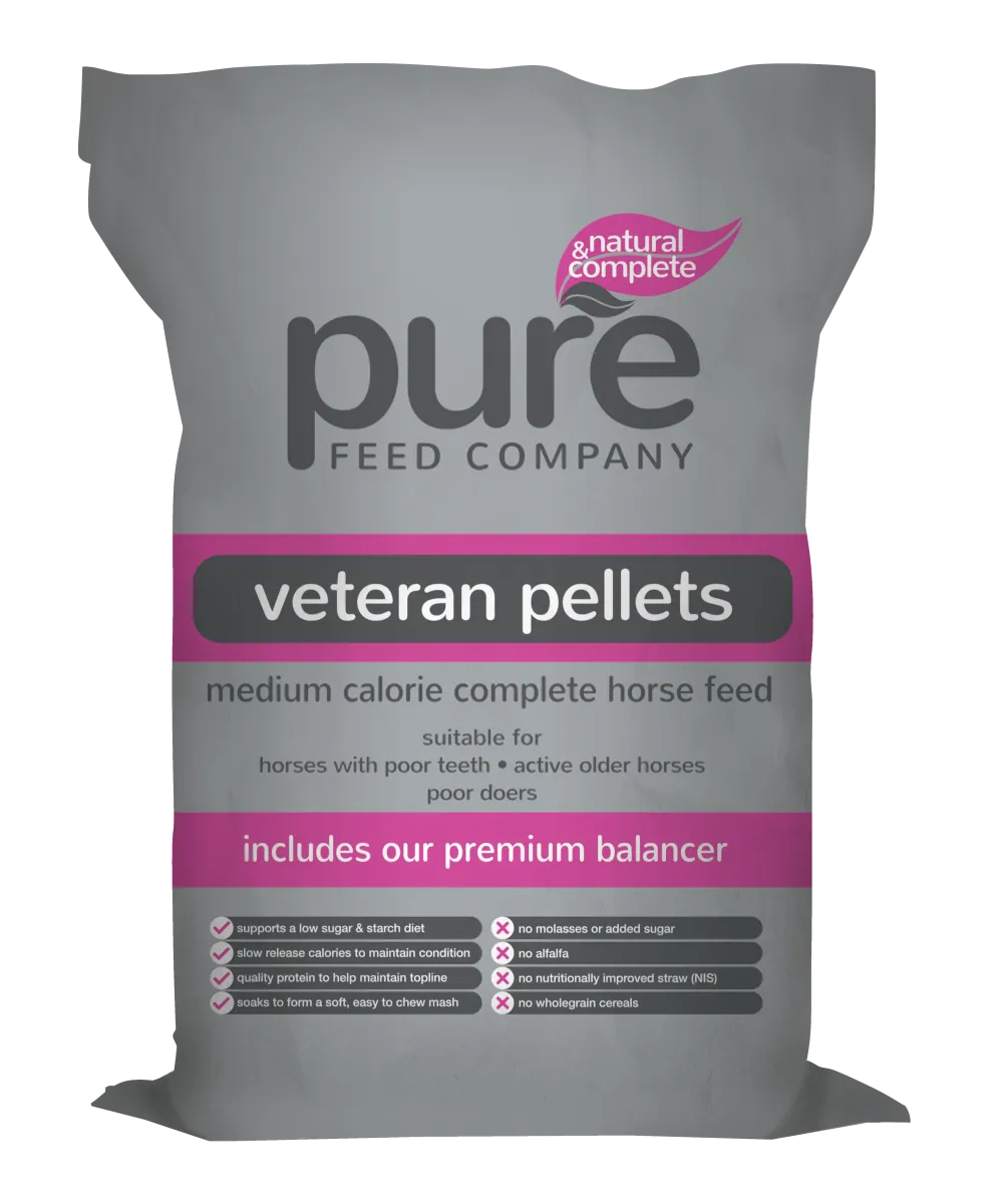 Pure Feed Veteran Pellets Complete Horse Feed 15kg