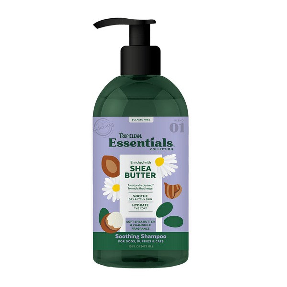 TropiClean Essentials Shea Butter Shampoo for Dogs, Puppies & Cats 473ml