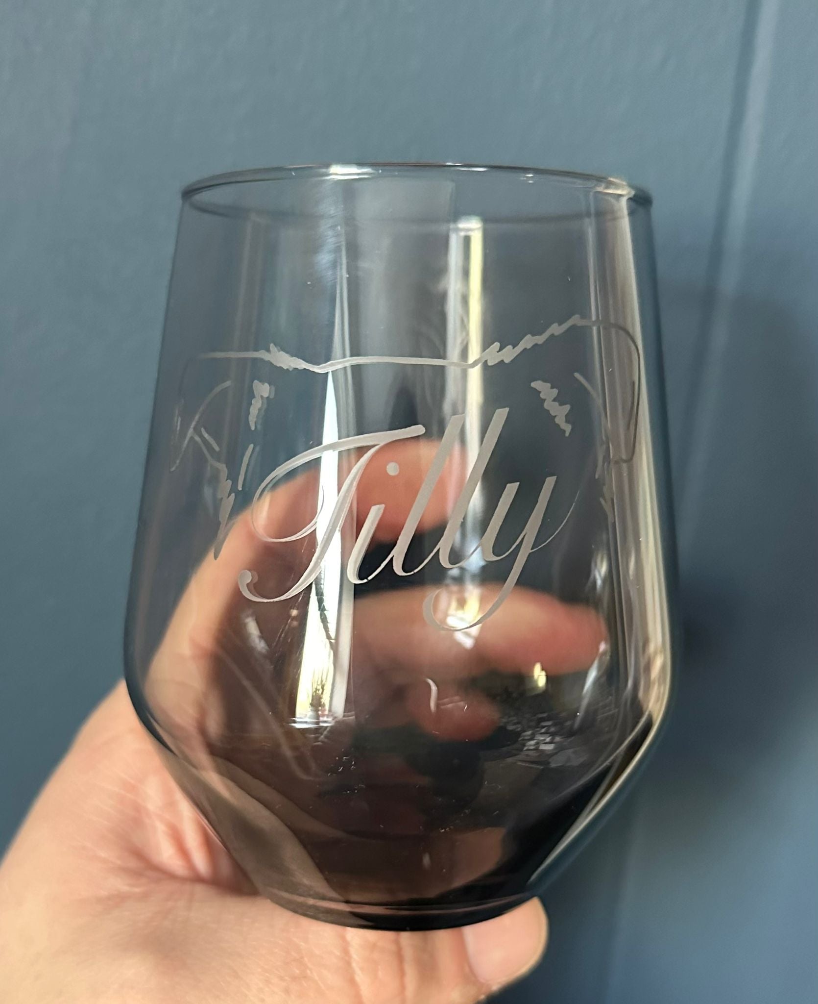 Personalised Engraved Dog Ear Gin Glass