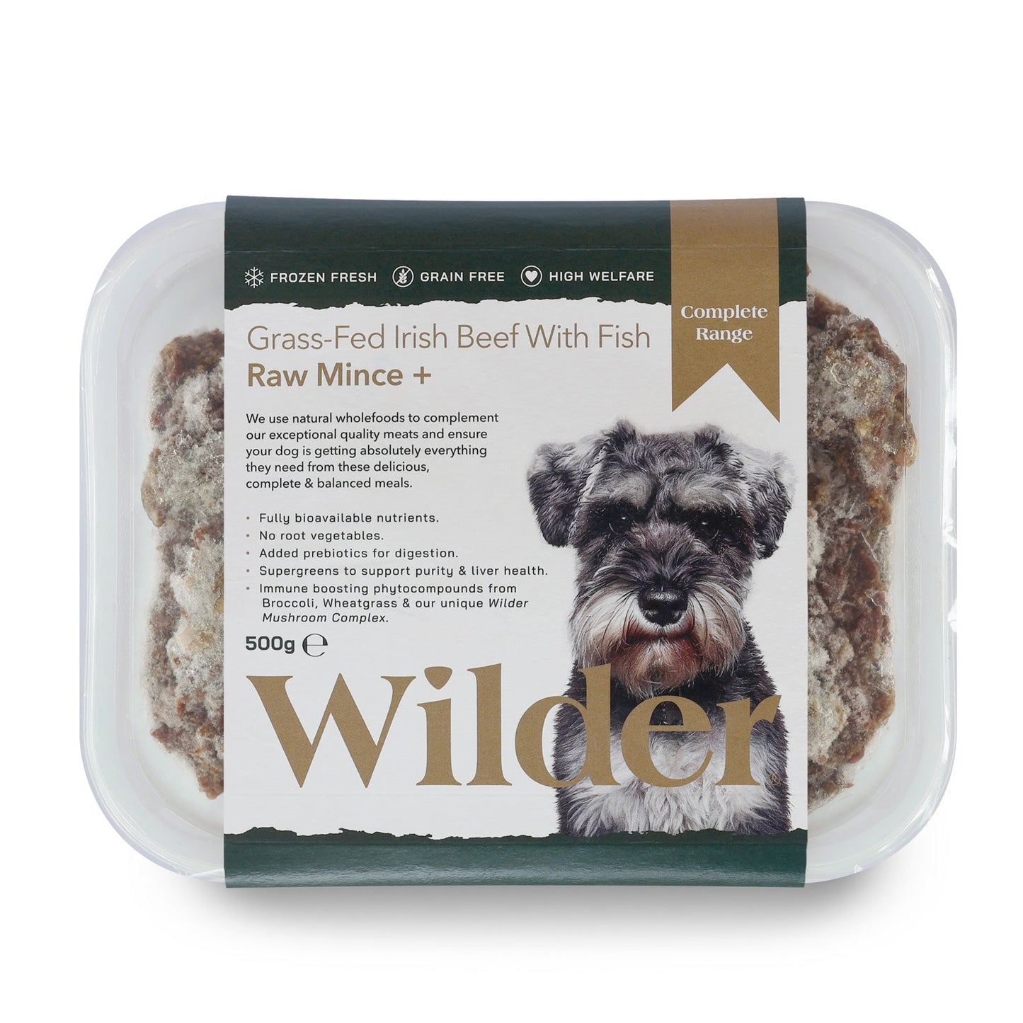 Wilder dog food packaging with a dog on the label on a white background