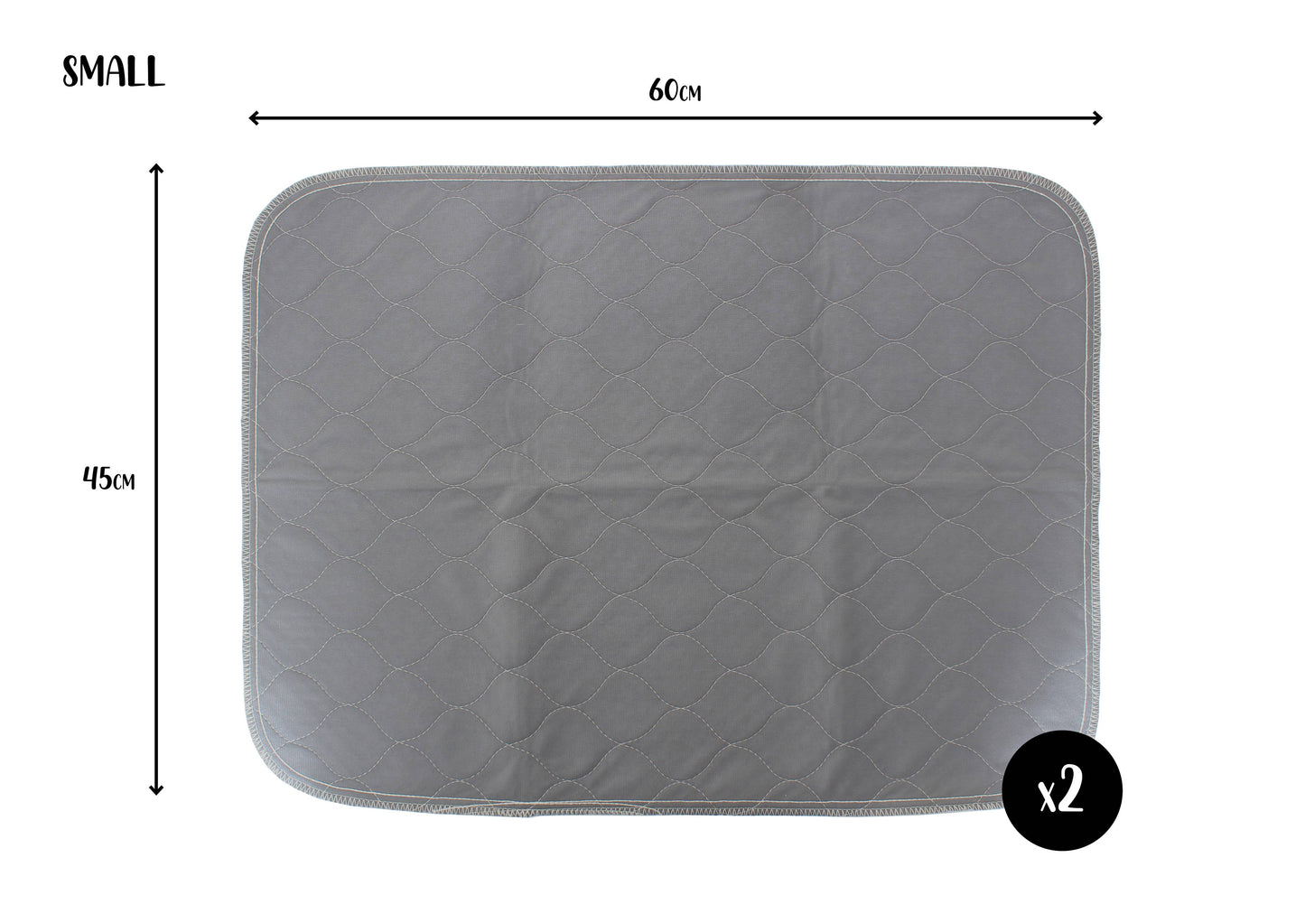 Pet Wiz Two Pack of Reusable, Washable, Pet Pads in Grey