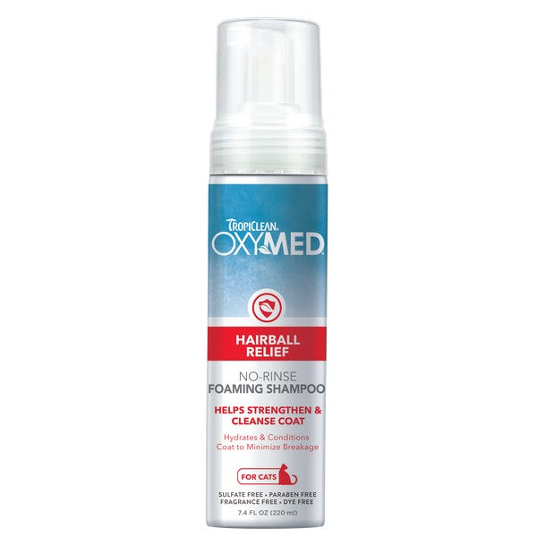 TropiClean OxyMed Hairball Relief No-Rinse Foaming Shampoo 220ml