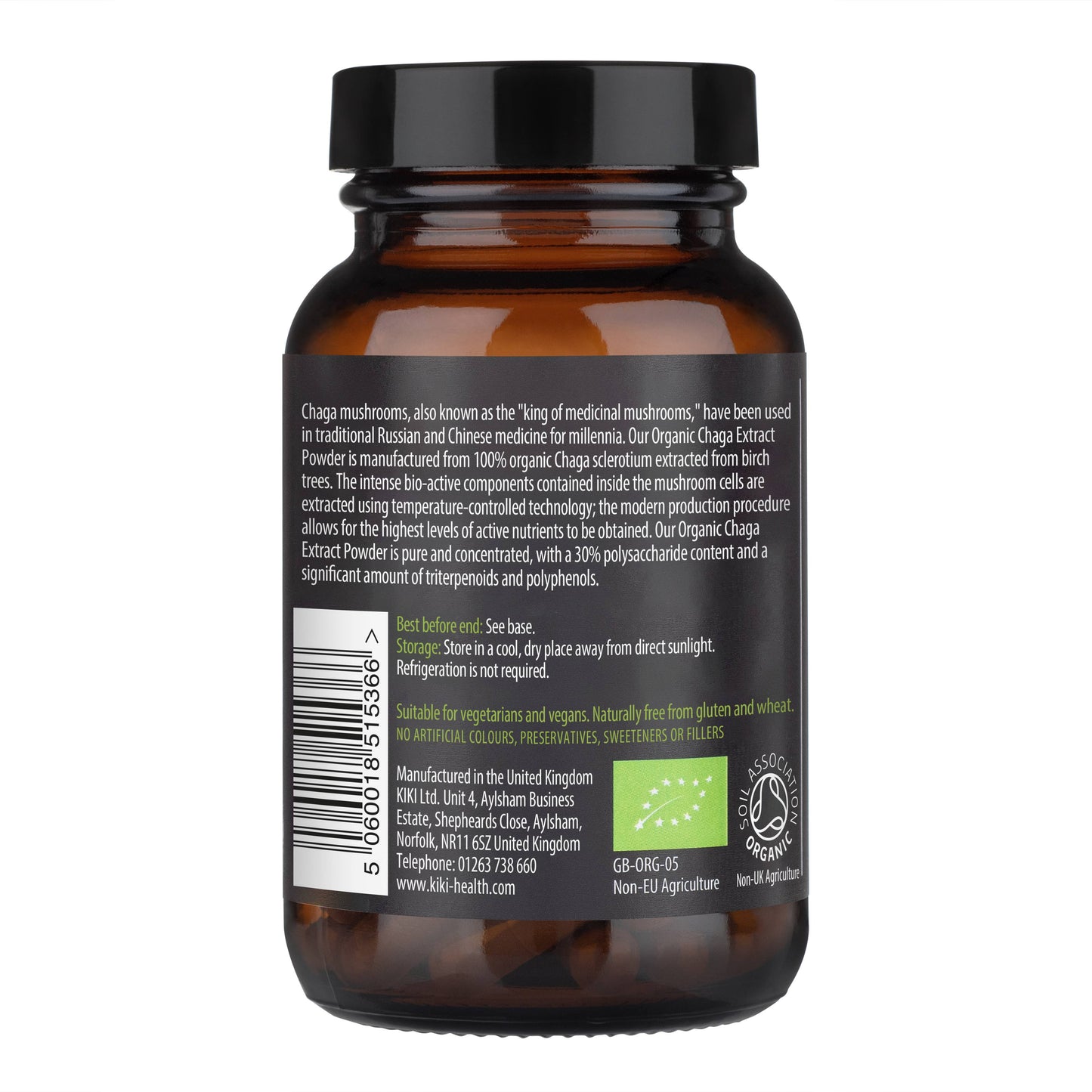 Kiki Health Organic Mushroom Extract Chaga Powder 50g