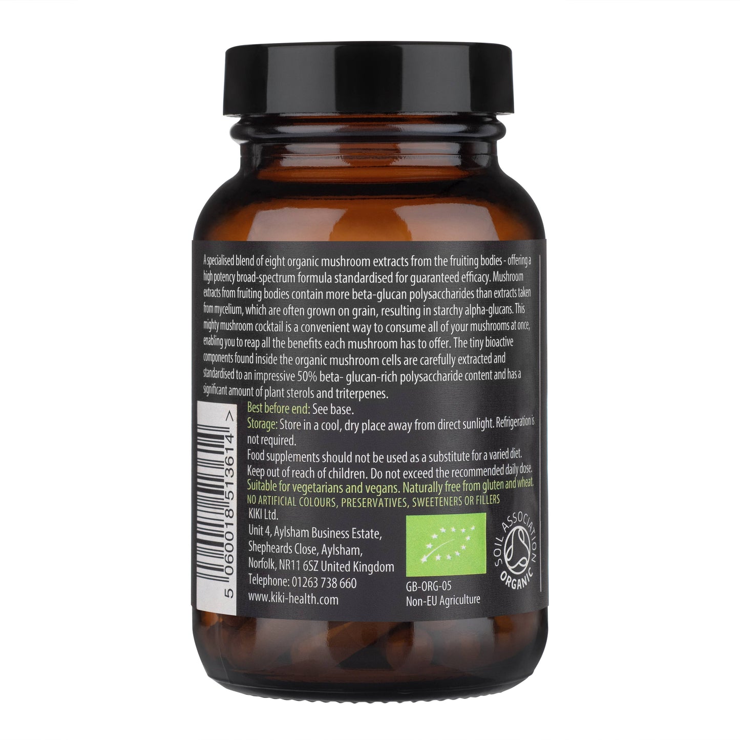 Kiki Health Organic 8 Mushroom Extract Blend - 60 Vegicaps