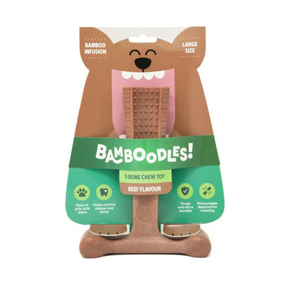 Bamboodles T Bone Chew Toy for Dogs Beef Flavour
