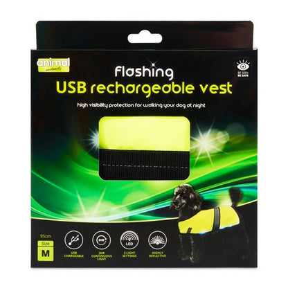 Animal Instincts Flashing Safety USB Flash Reflective Vest Yellow