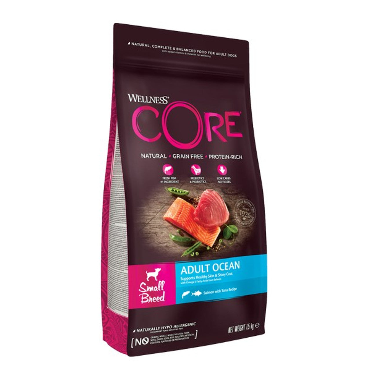 Wellness CORE Dog Dry Small Breed Adult Ocean Salmon with Tuna Recipe 1.5kg