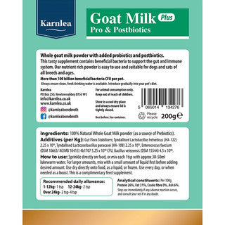 Karnlea Goat Milk Plus Powder Pro and Postbiotics for Dogs & Cats 200g