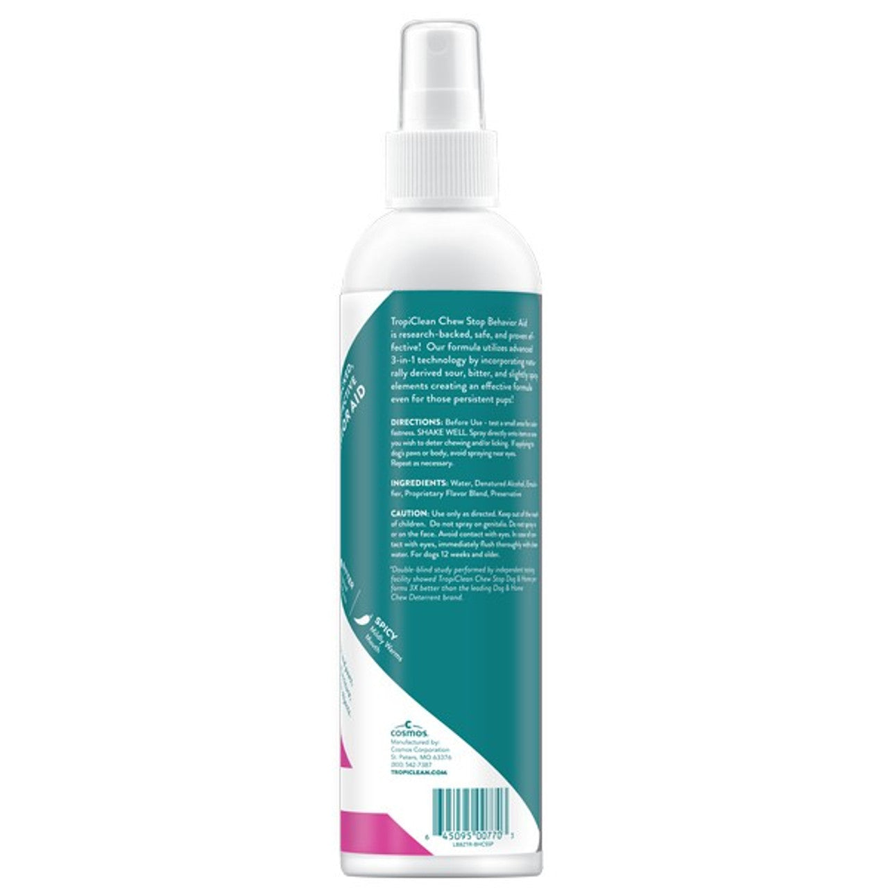 Spray bottle with a label on a white background