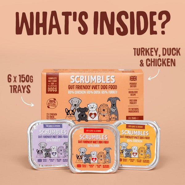 Scrumbles Grain Free Wet Dog Food Multipack Meaty 6x150g