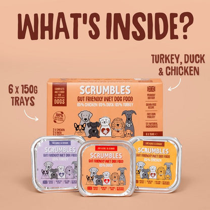 Scrumbles Grain Free Wet Dog Food Multipack Meaty 6x150g