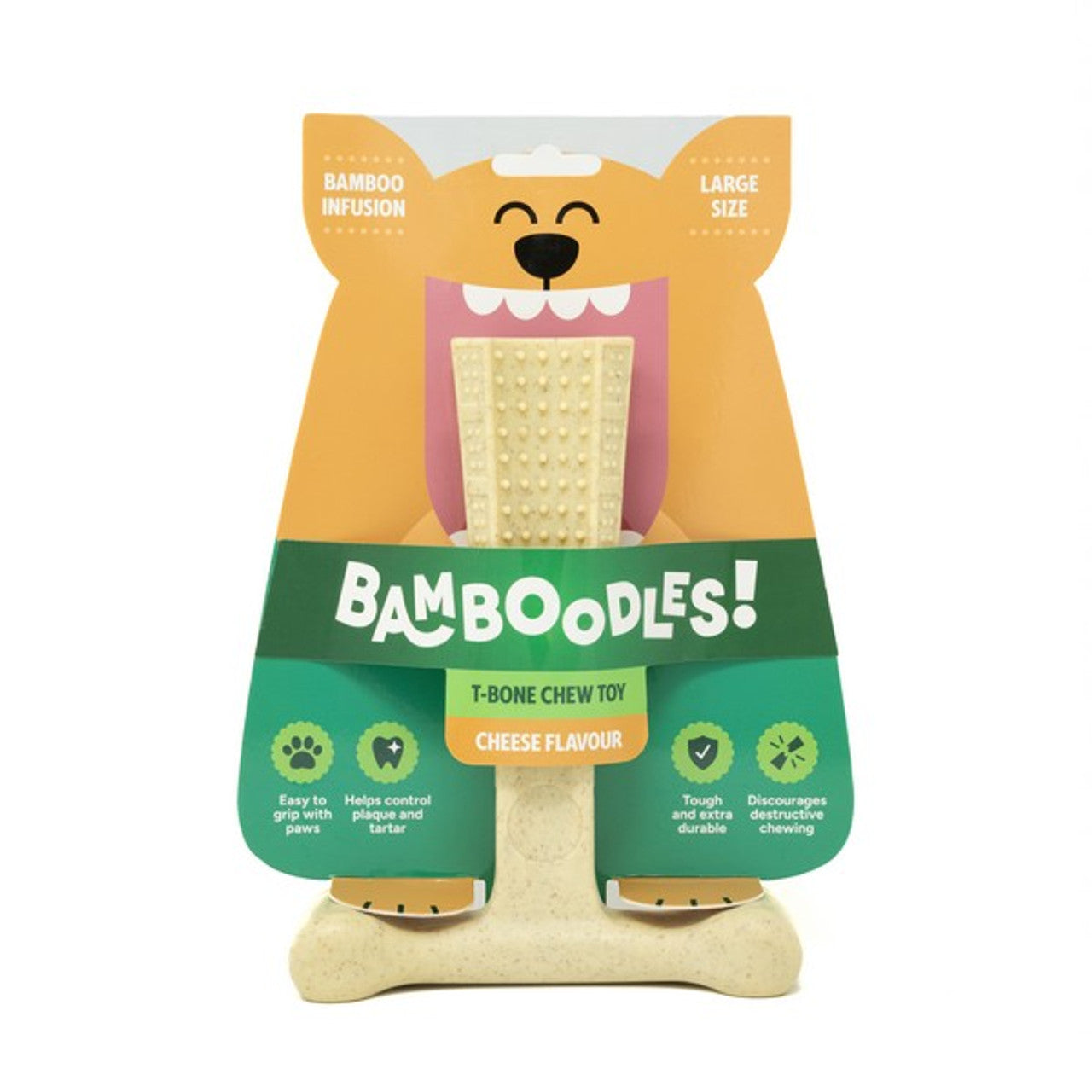 Bamboodles T Bone Chew Toy Cheese Flavour