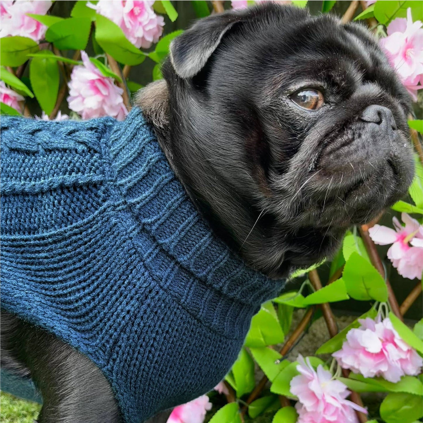 HugglePets Legacy Cable Knit Dog Jumper: Navy