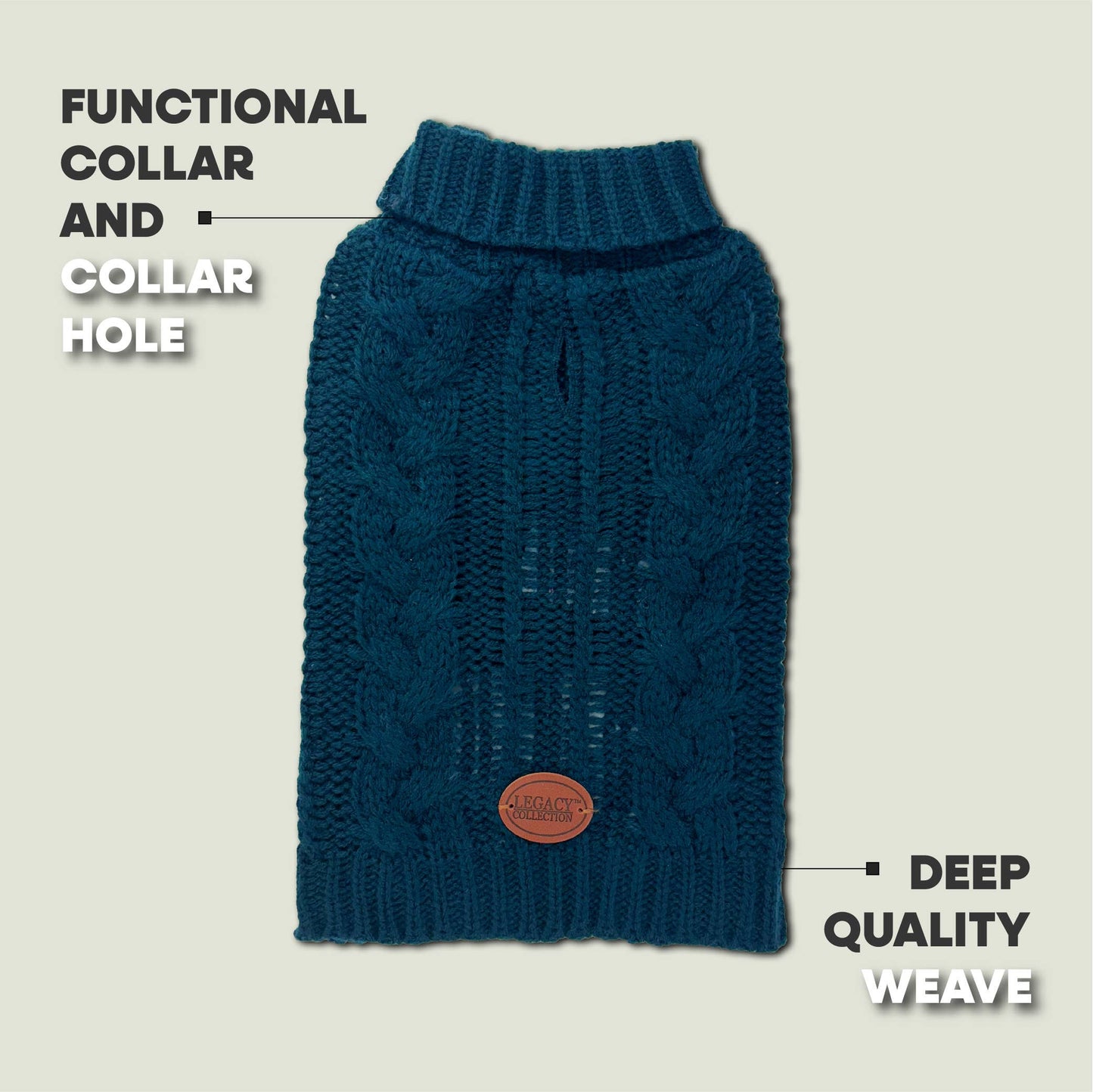 HugglePets Legacy Cable Knit Dog Jumper: Navy