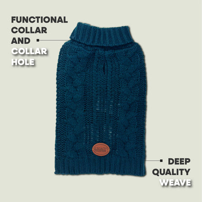 HugglePets Legacy Cable Knit Dog Jumper: Navy