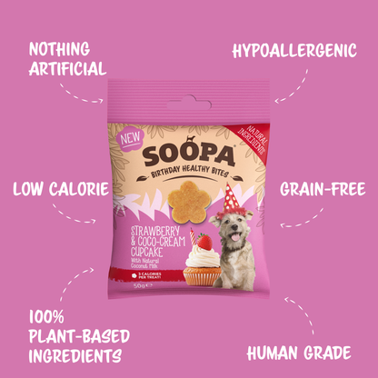 Soopa Strawberry & Coco-Cream Cupcake Dog Treats