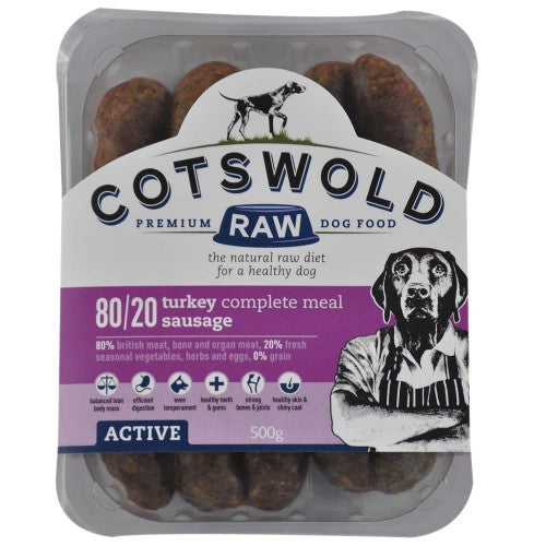 Cotswold Raw Turkey Sausages - 80/20 ACTIVE - 500g