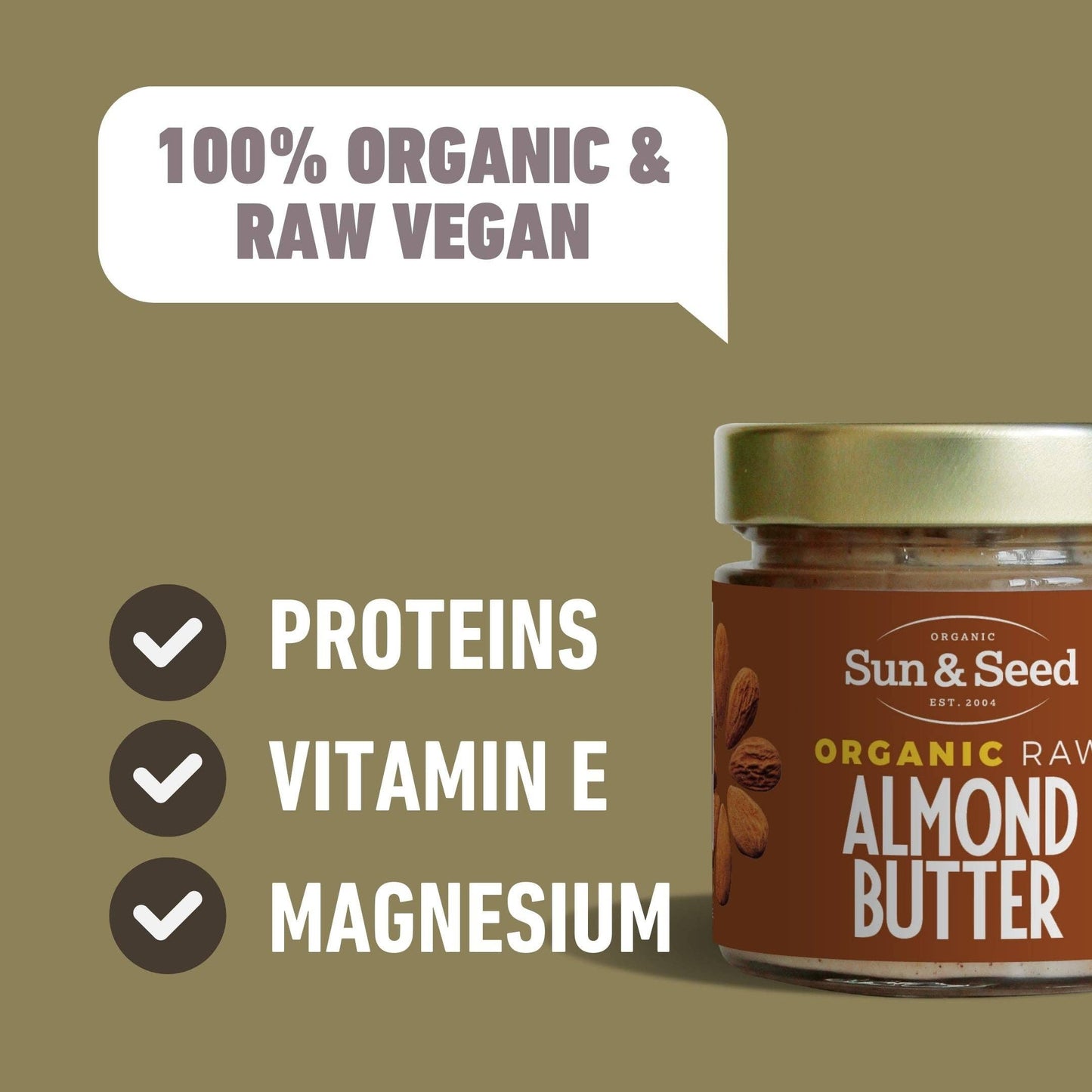 Sun & Seed Organic Raw Almond Butter 200g