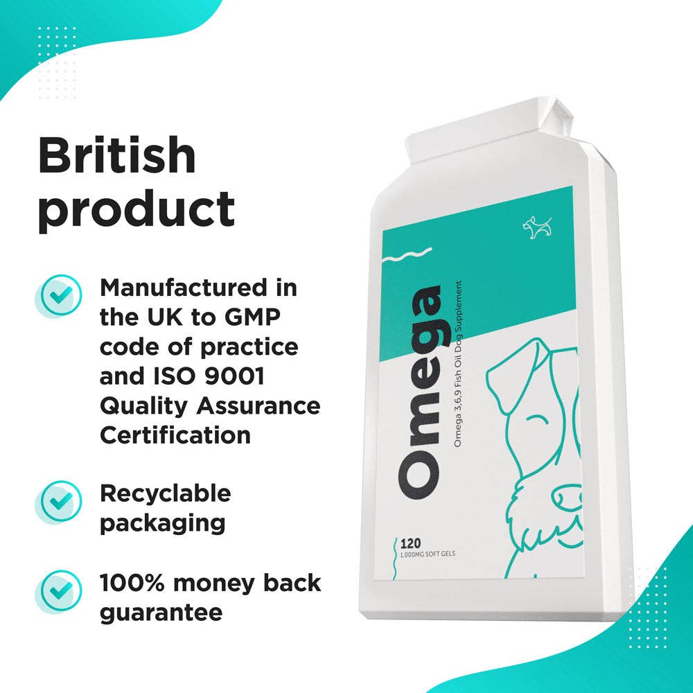 Dog’s Lounge Omega – Omega 3, 6, 9 Fish Oil Complex for Dogs and Puppies